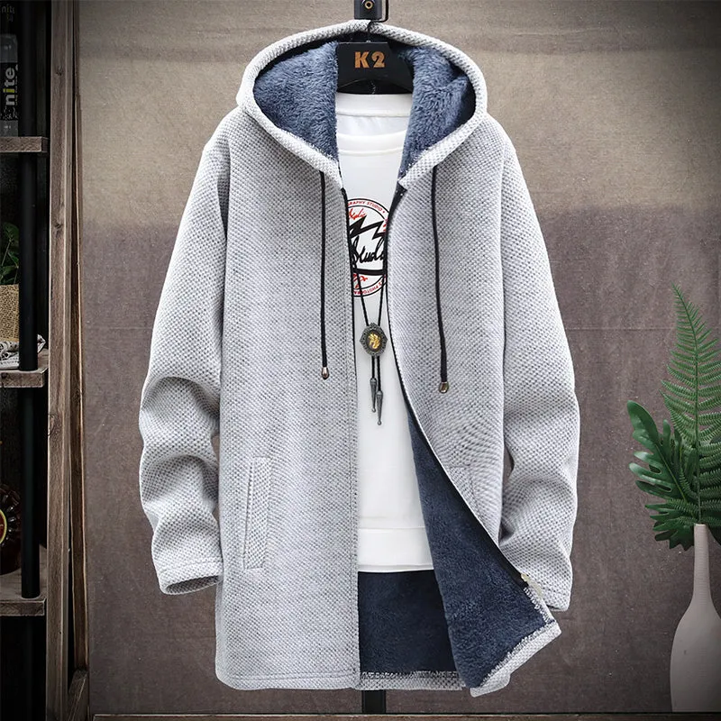 2022 Winter New Arrival Men'S Sweaters Cardigan Men Knitted Thicken Mens Hooded Coat Male Slim Fit K