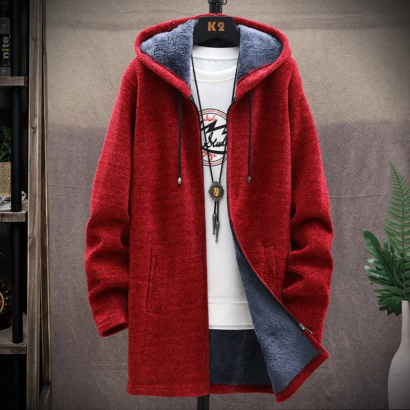 2022 Winter New Arrival Men'S Sweaters Cardigan Men Knitted Thicken Mens Hooded Coat Male Slim Fit K