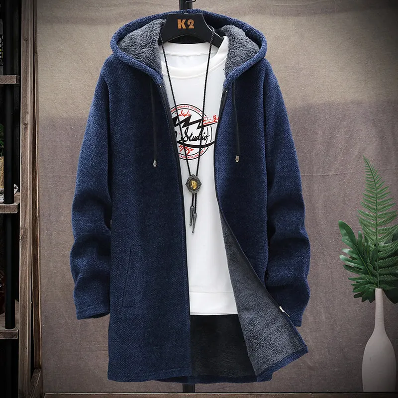 2022 Winter New Arrival Men'S Sweaters Cardigan Men Knitted Thicken Mens Hooded Coat Male Slim Fit K