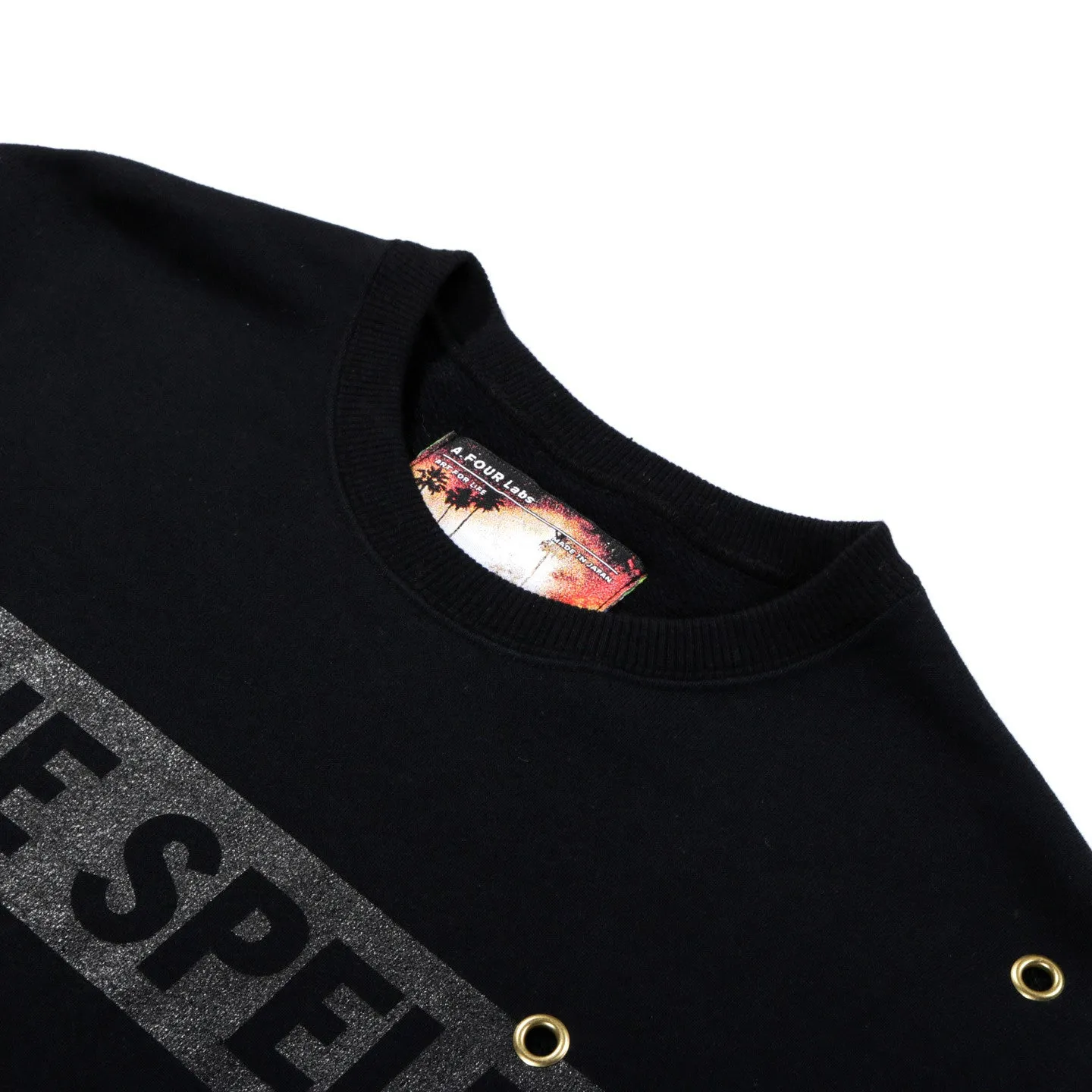 A.FOUR X CALI THORNHILL DEWITT EYELET SWEAT BLACK