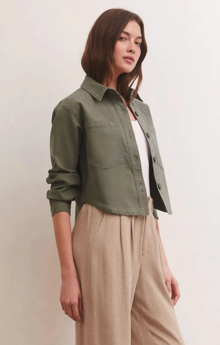 All Day Cropped Twill Jacket