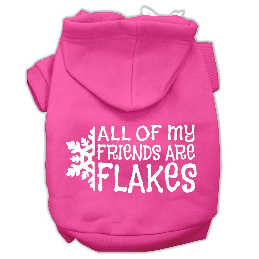 All my friends are Flakes Screen Print Pet Hoodies Bright Pink Size L (14)