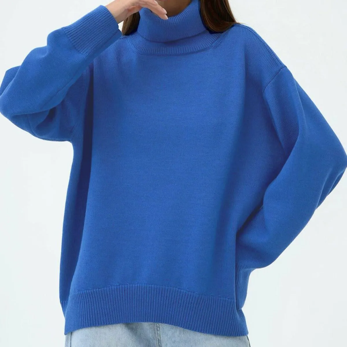 Angela Turtle Neck Dropped Shoulder Sweater