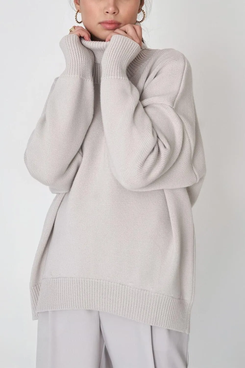 Angela Turtle Neck Dropped Shoulder Sweater