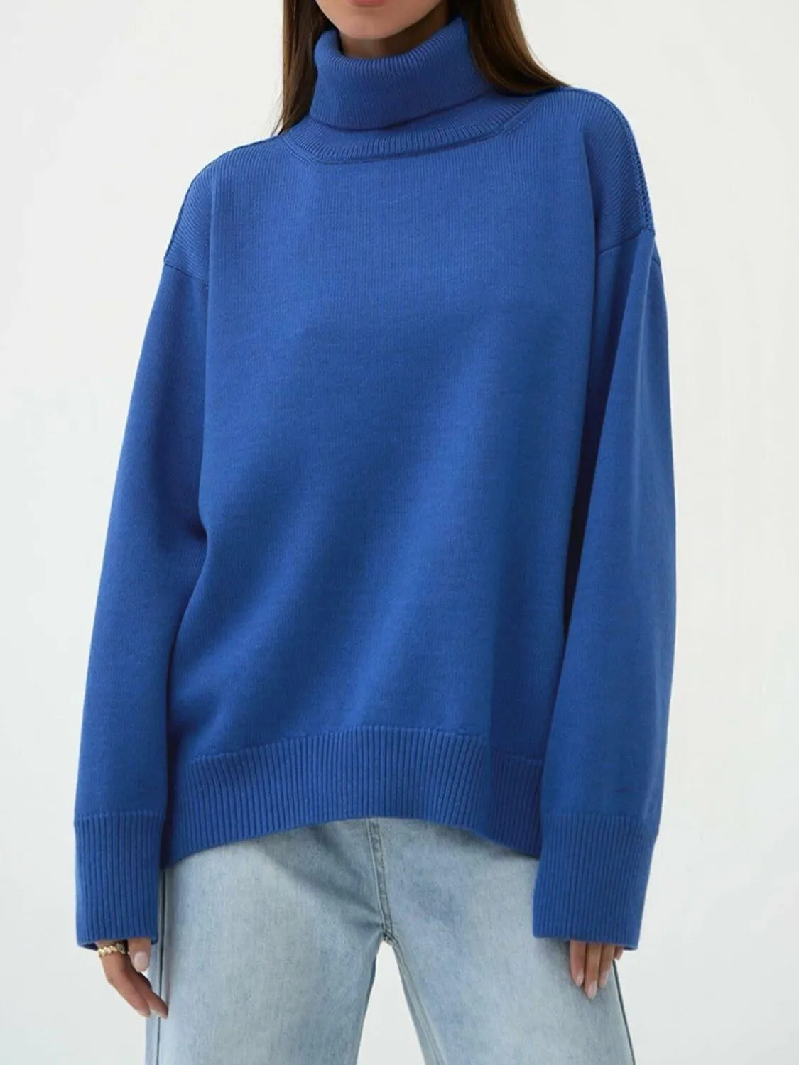 Angela Turtle Neck Dropped Shoulder Sweater