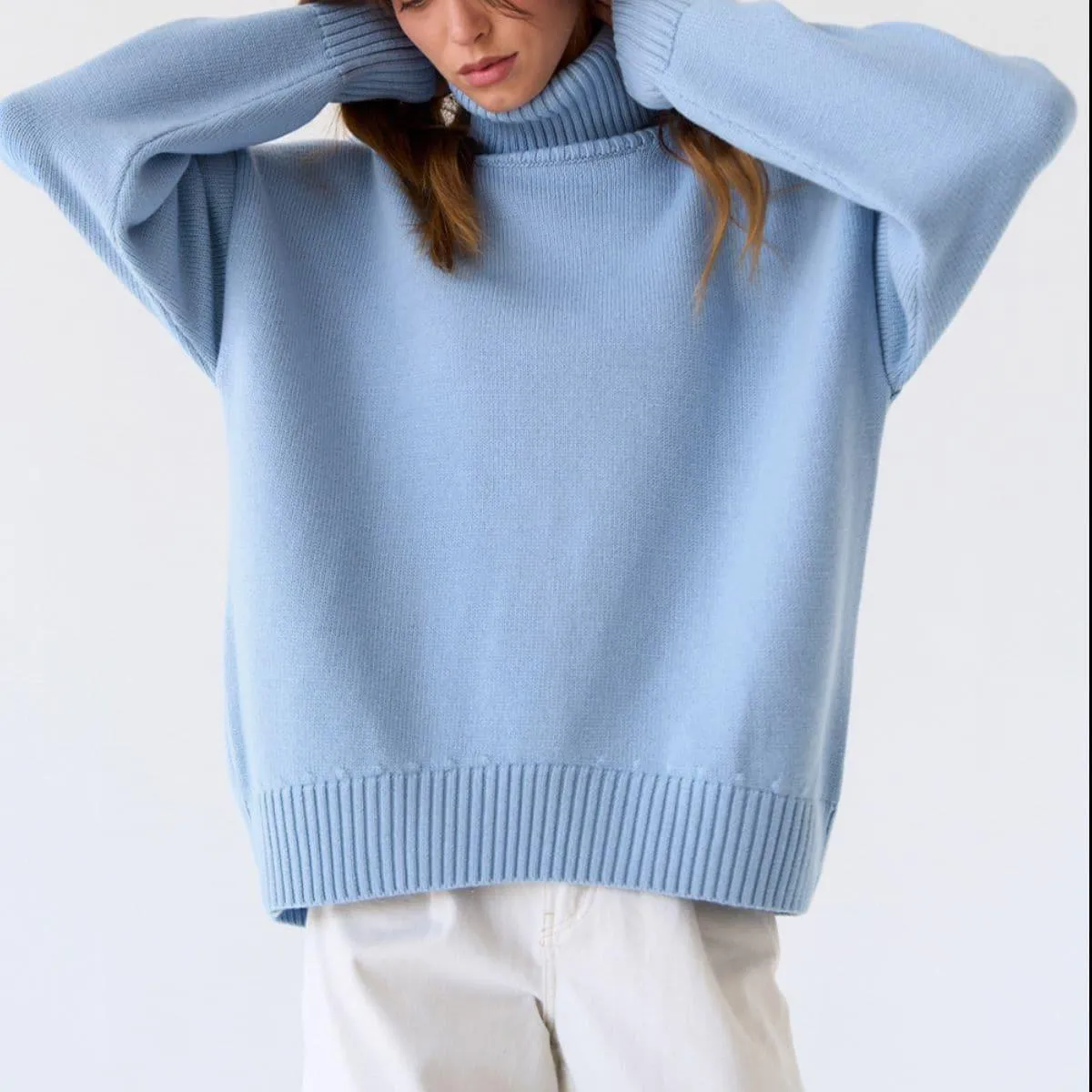 Angela Turtle Neck Dropped Shoulder Sweater