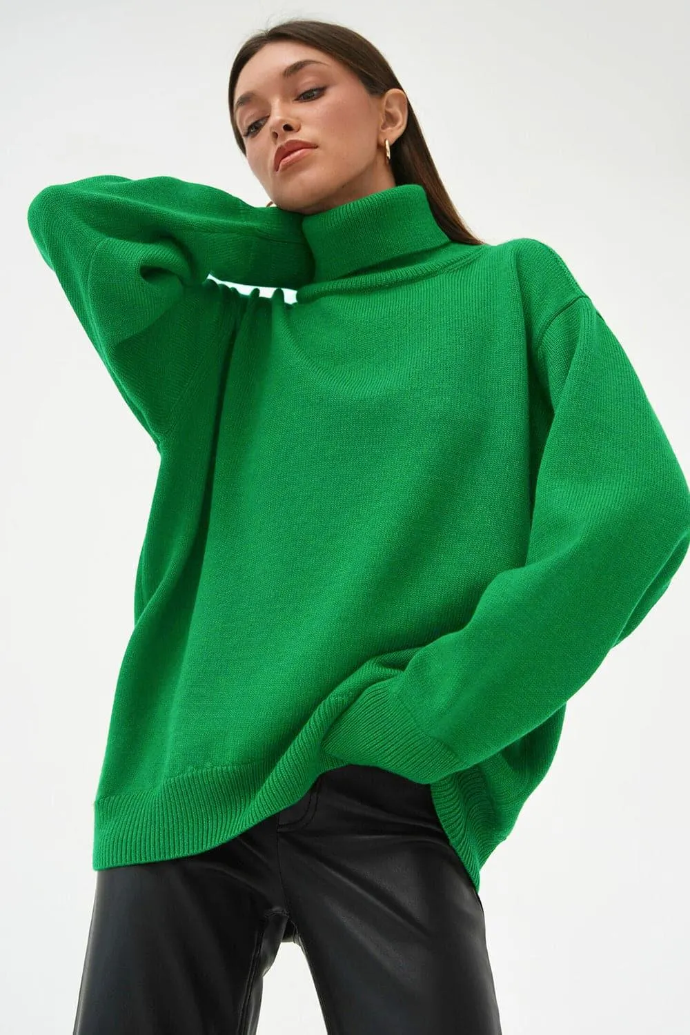 Angela Turtle Neck Dropped Shoulder Sweater