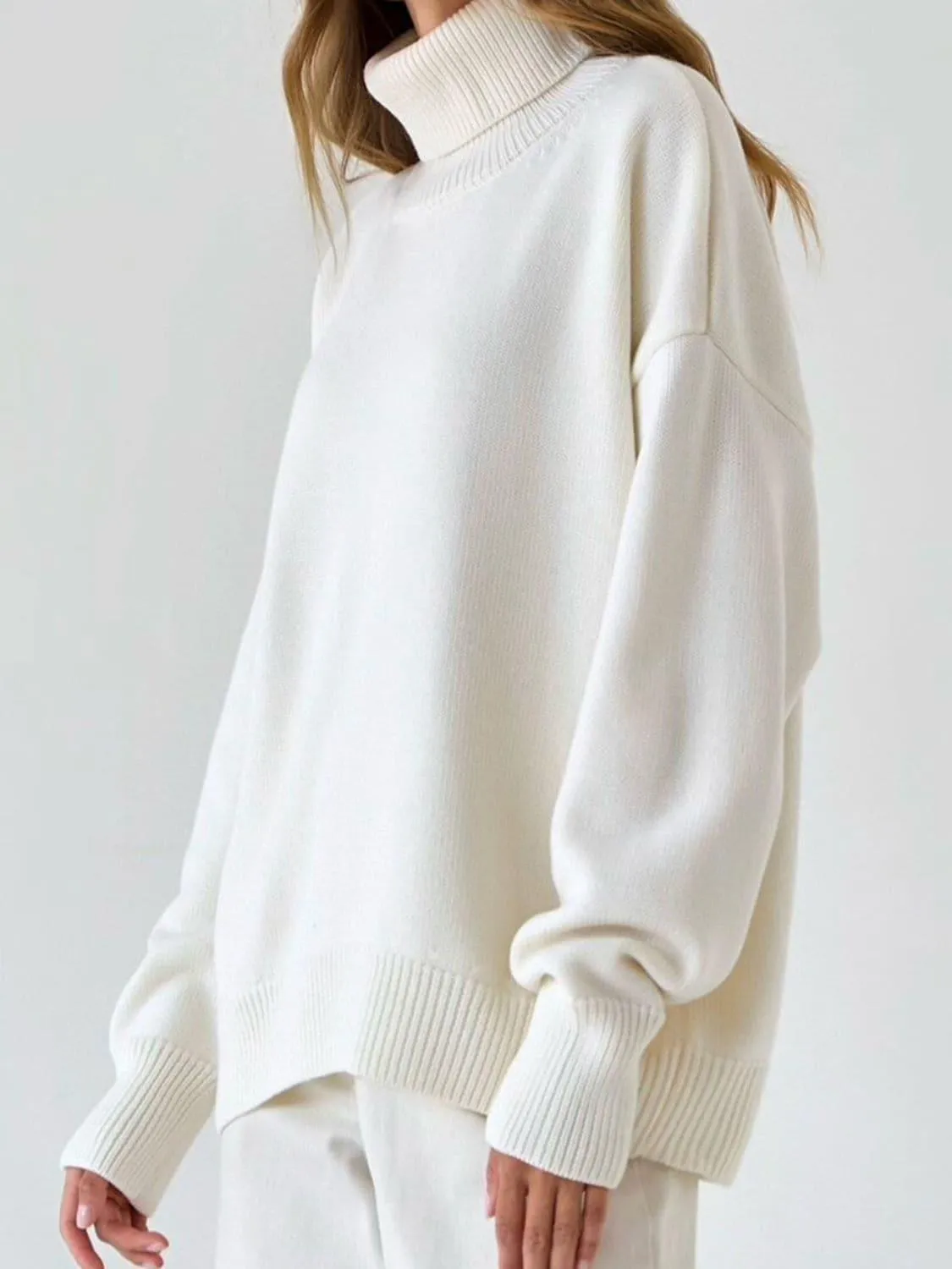 Angela Turtle Neck Dropped Shoulder Sweater