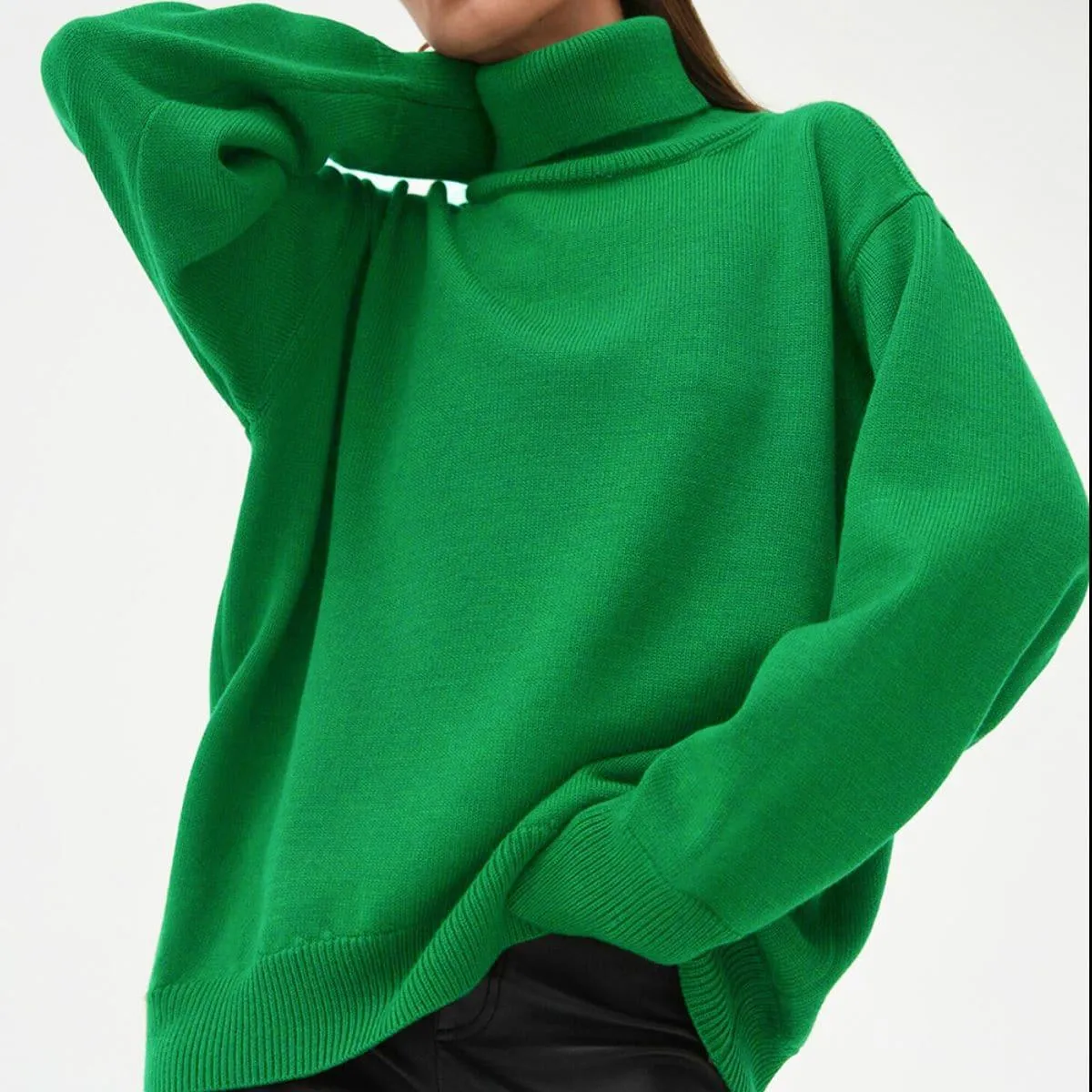 Angela Turtle Neck Dropped Shoulder Sweater