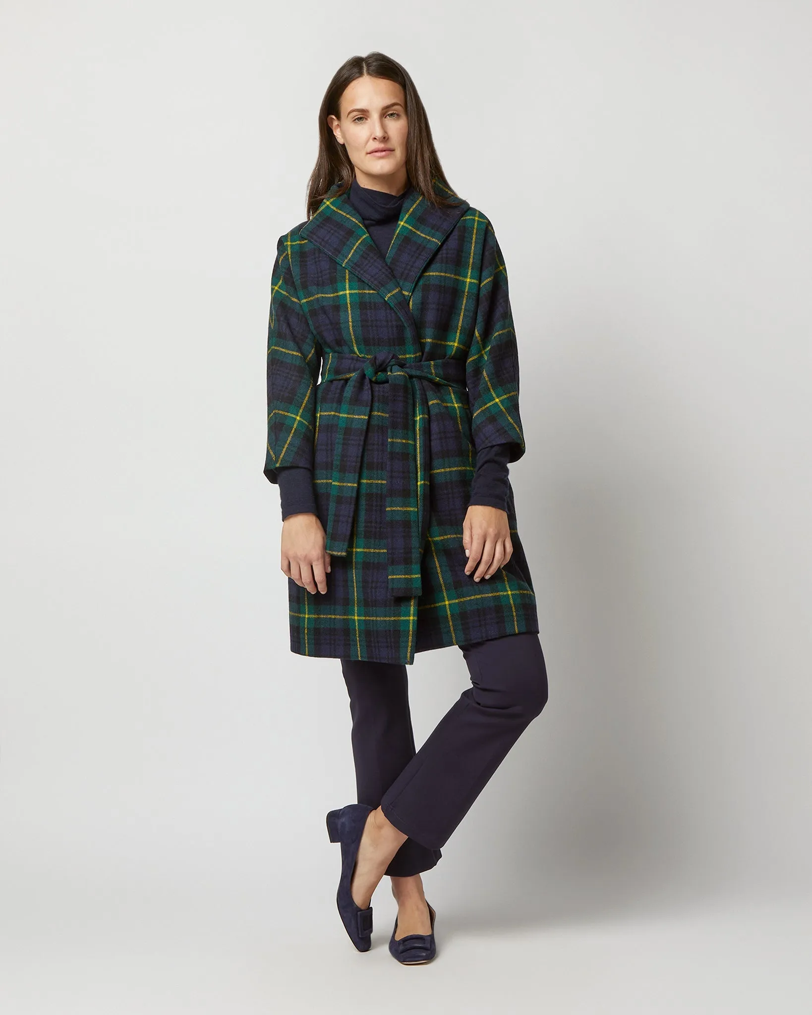 Ann Mashburn Kimono Carina Car Coat Tartan Plaid