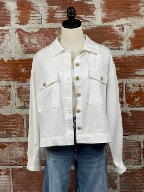 Apricot Horn Button Crop Jacket in Cream