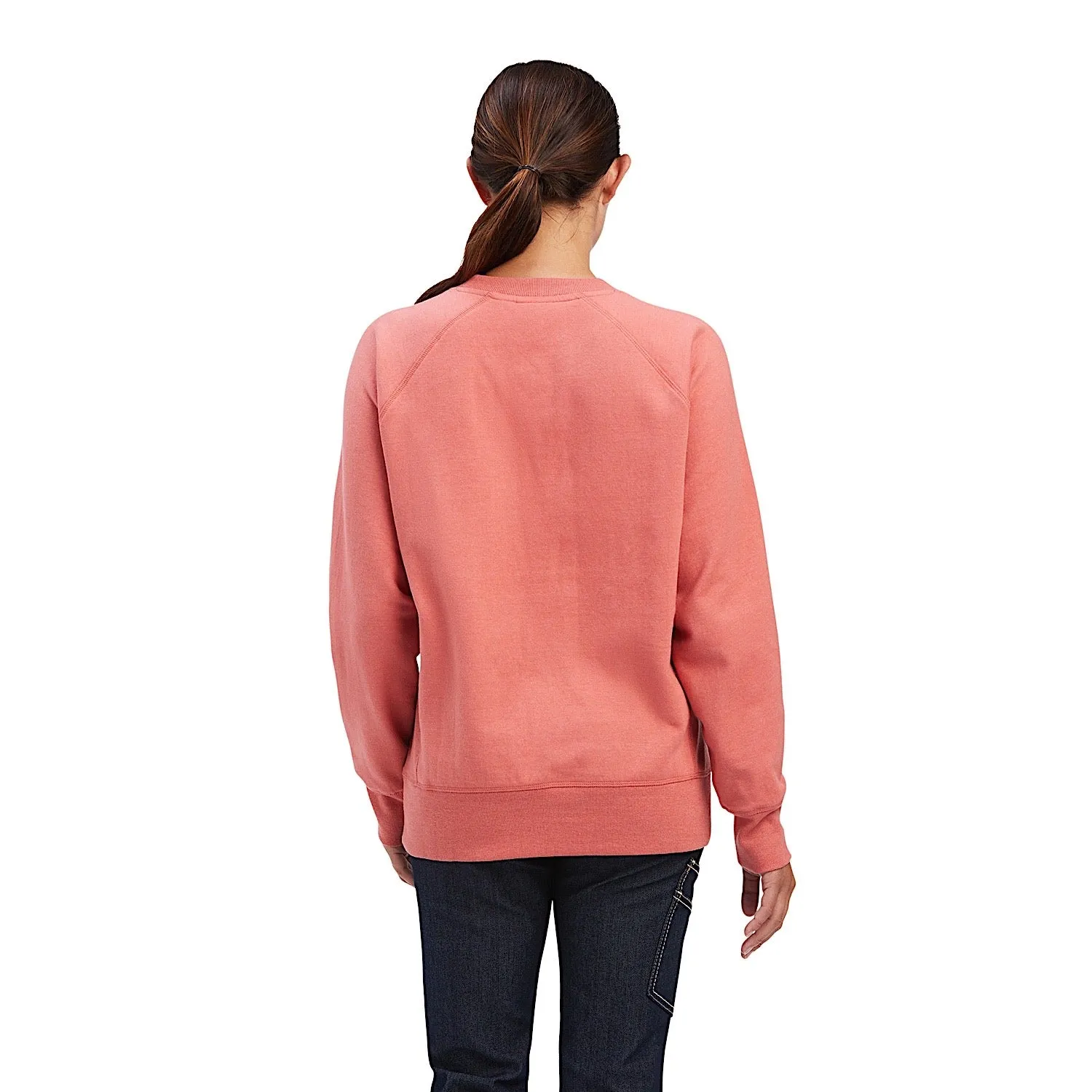 Ariat Womens Rebar Workman Washed Fleece Sweatshirt Faded Rose Heather