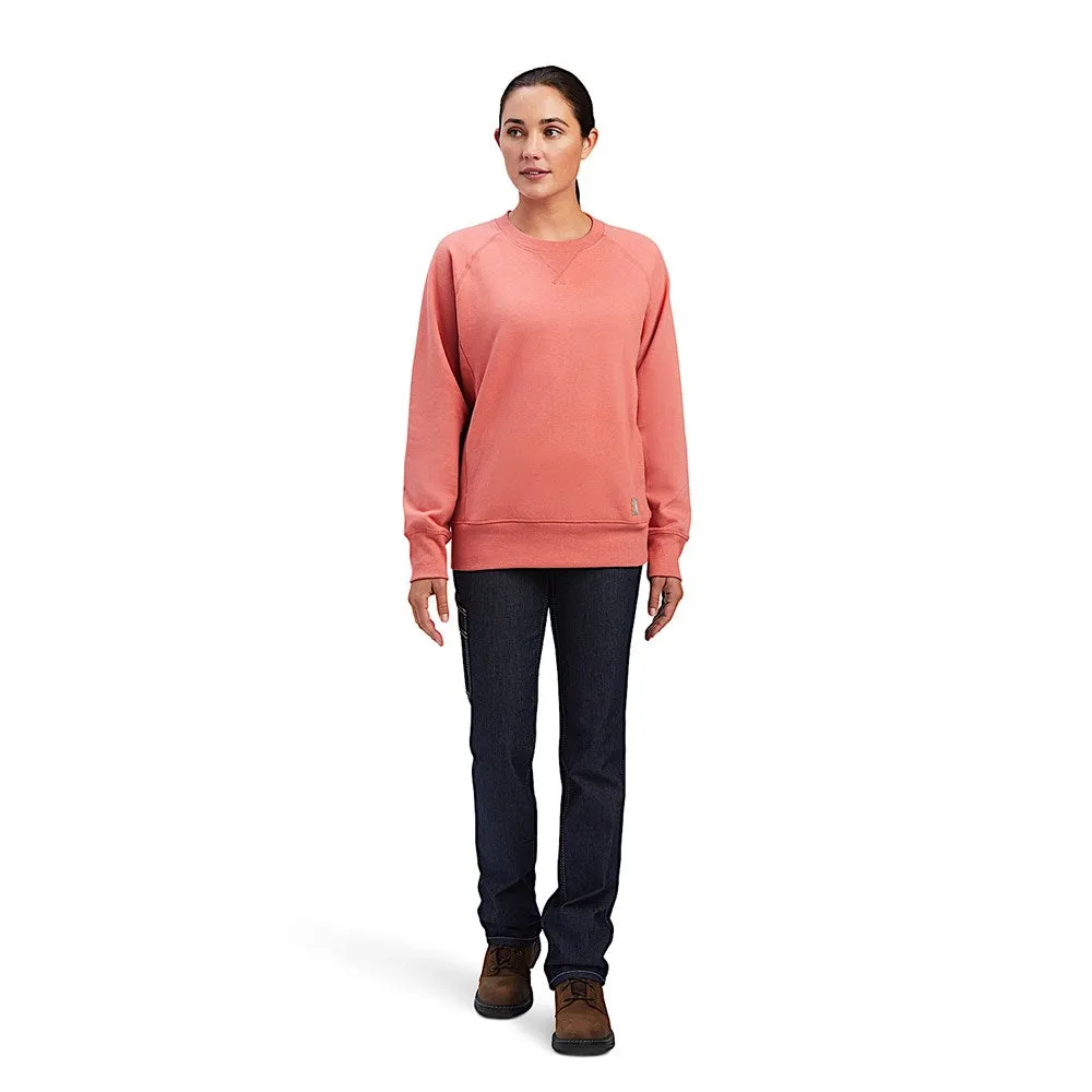 Ariat Womens Rebar Workman Washed Fleece Sweatshirt Faded Rose Heather