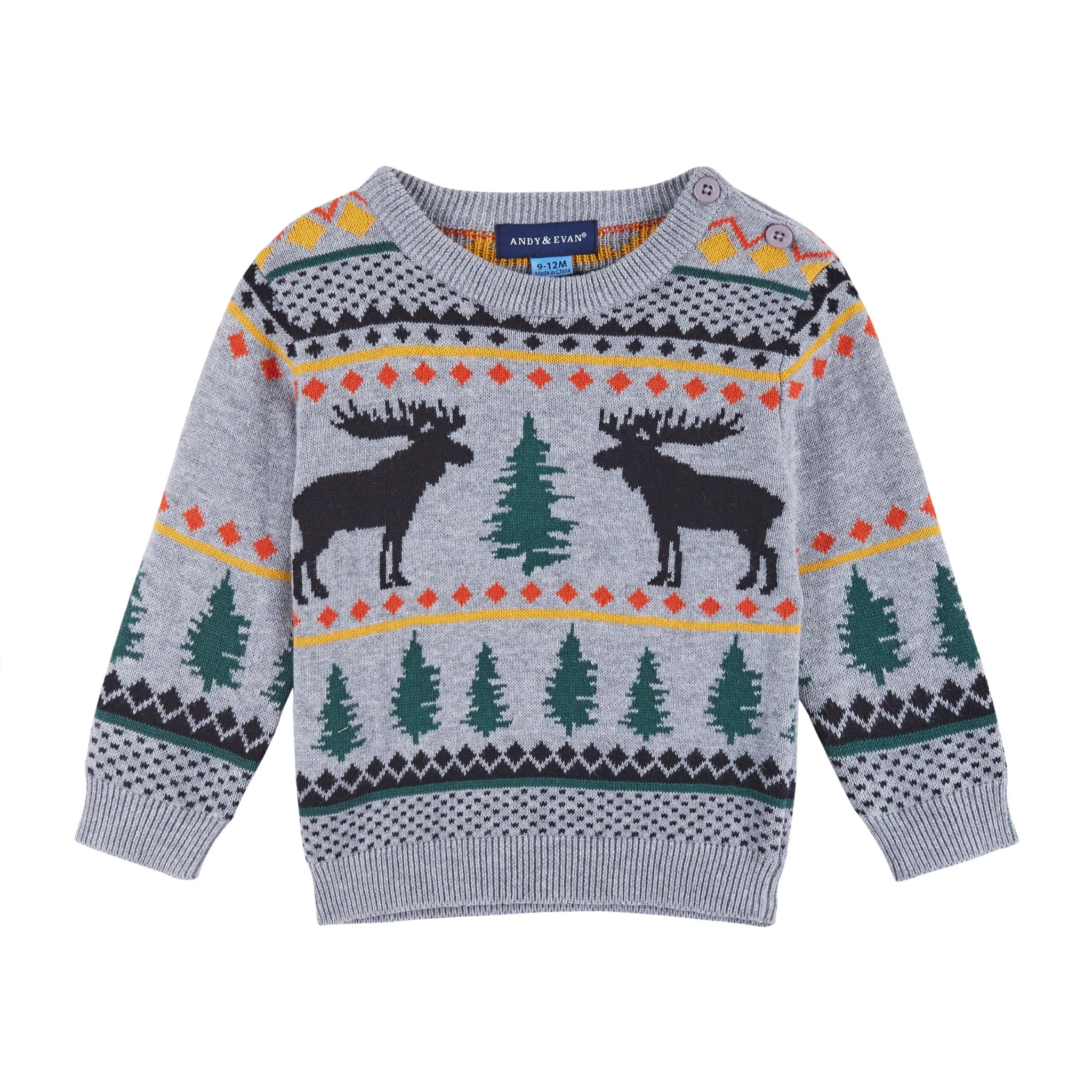 Baby Boy Winter Lodging Moose Sweater Set