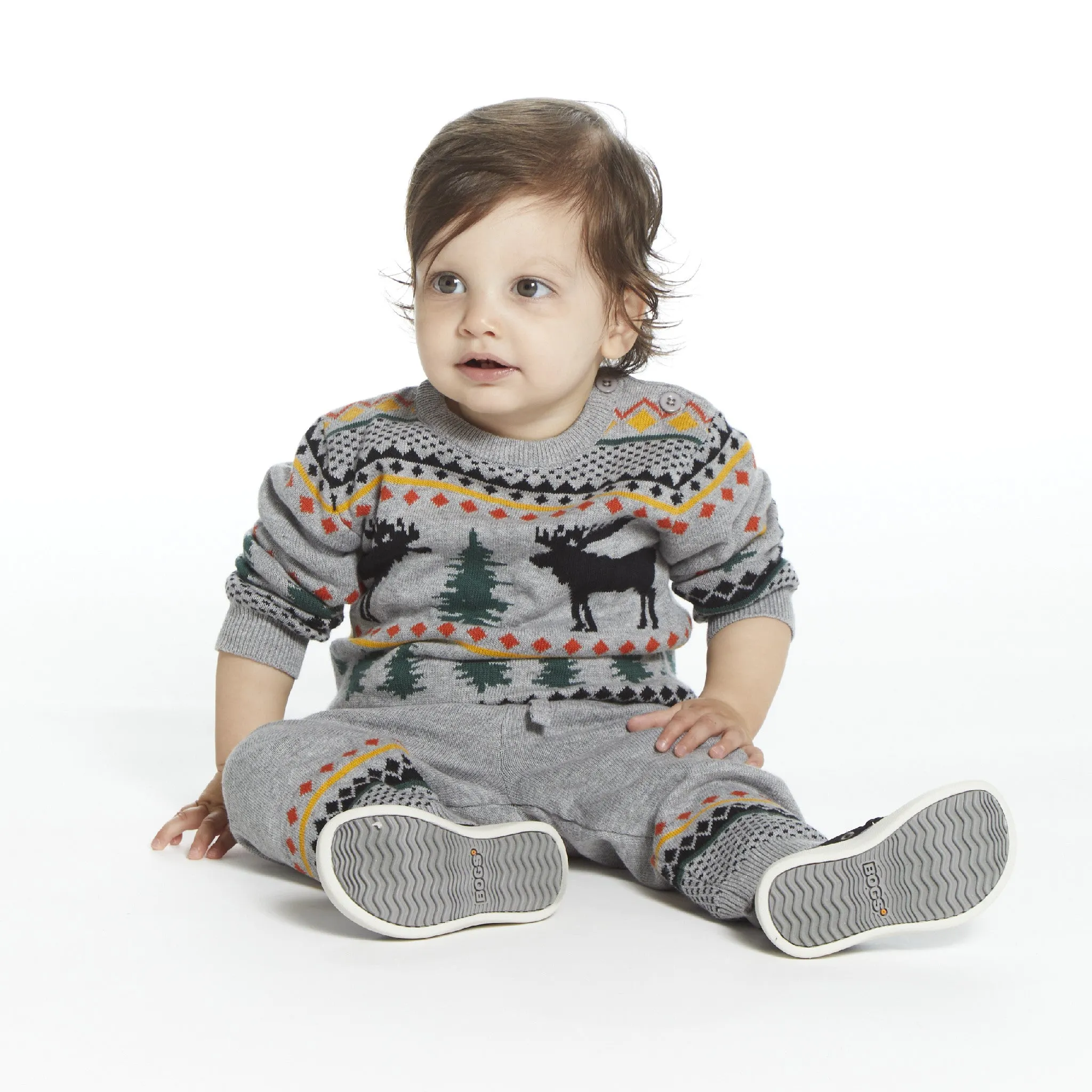 Baby Boy Winter Lodging Moose Sweater Set