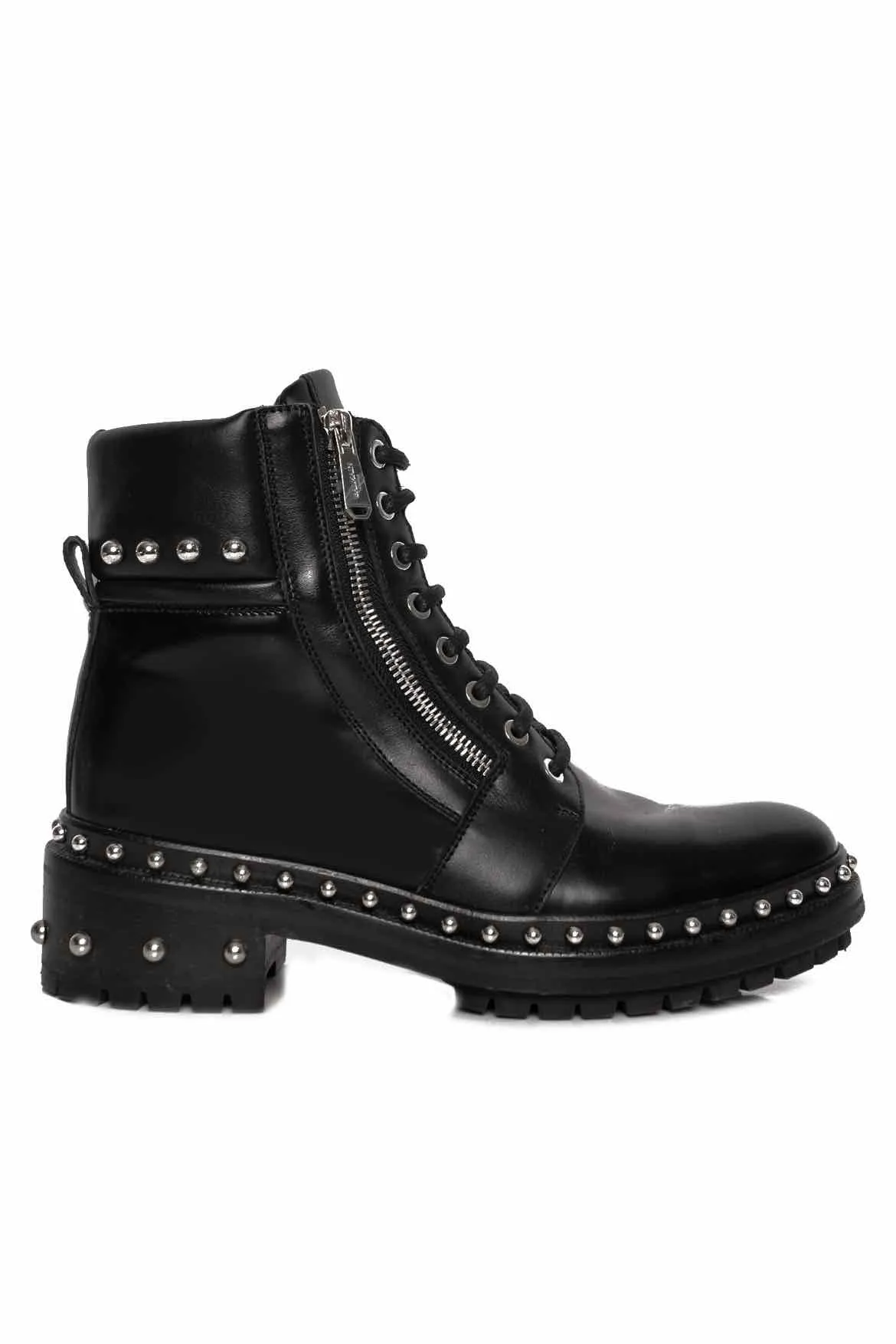 Balmain Leather Studded Accents Combat Boots Size 38