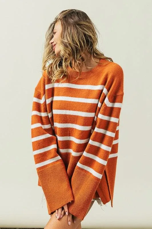 BiBi Callie Ribbed Hem Stripe Sweater