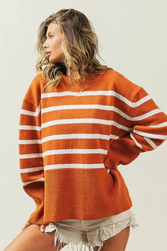 BiBi Callie Ribbed Hem Stripe Sweater