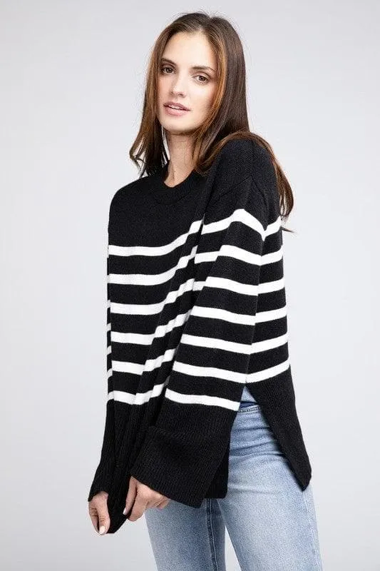 BiBi Callie Ribbed Hem Stripe Sweater