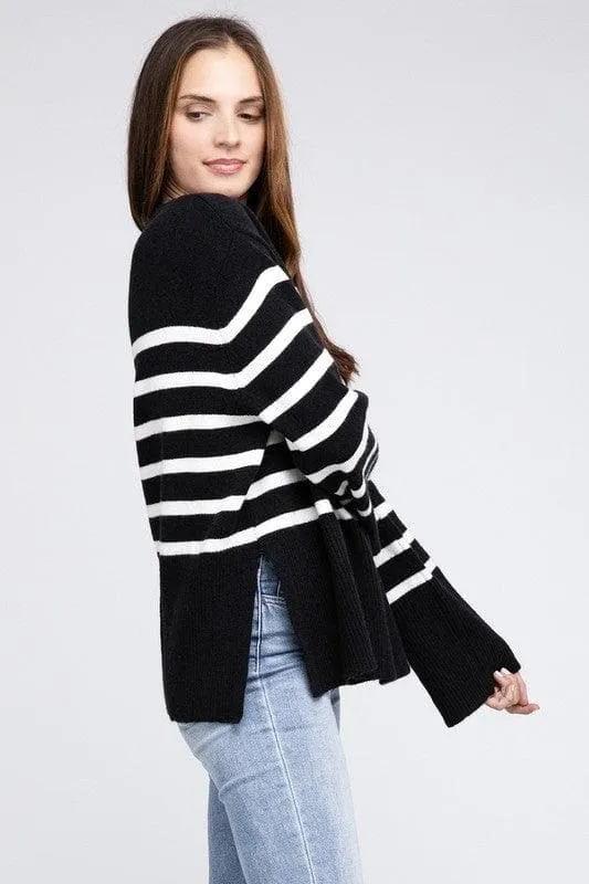 BiBi Callie Ribbed Hem Stripe Sweater