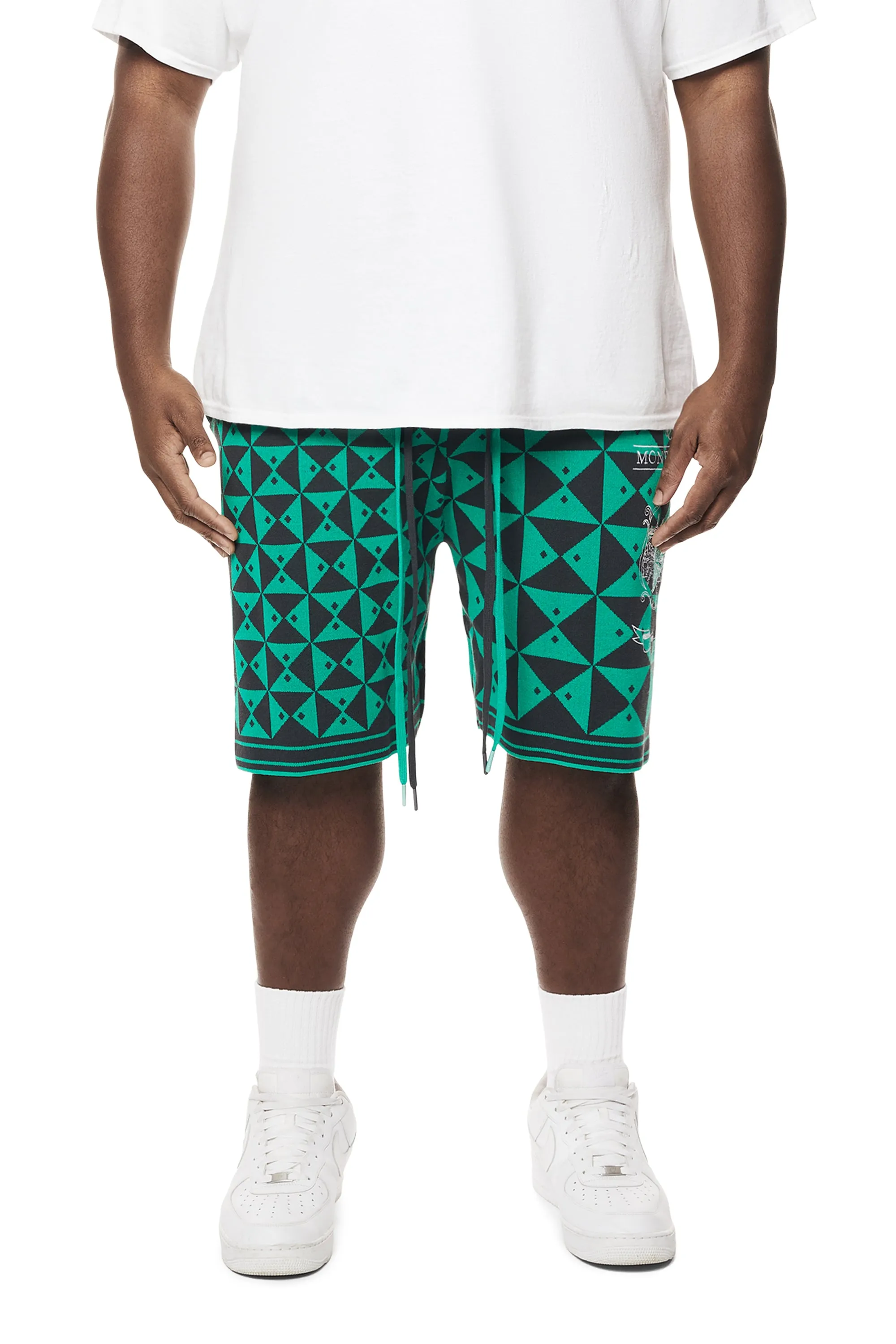 Big and Tall - Jacquard Knit Shorts - Green