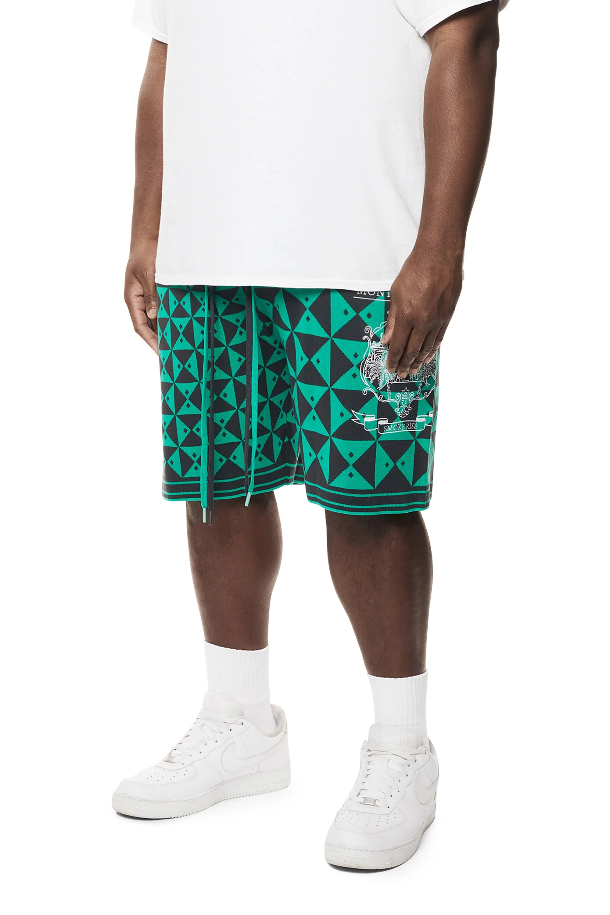 Big and Tall - Jacquard Knit Shorts - Green