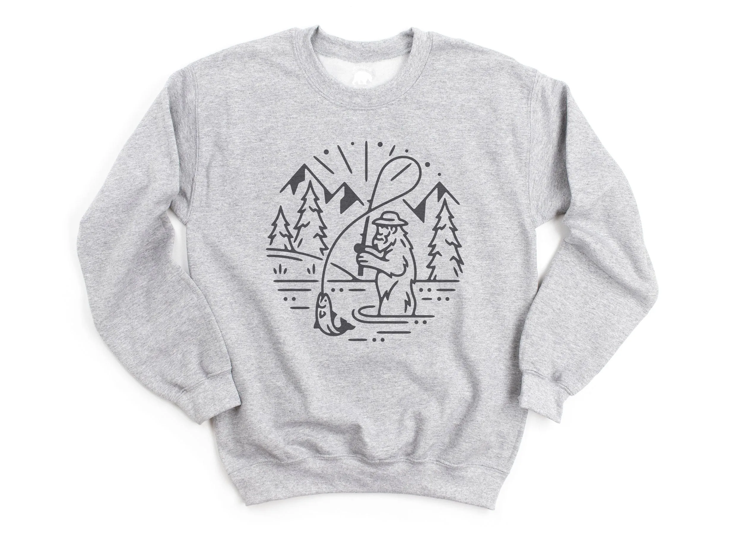 Bigfoot Fishing Sweatshirts Adult - light or dark artwork