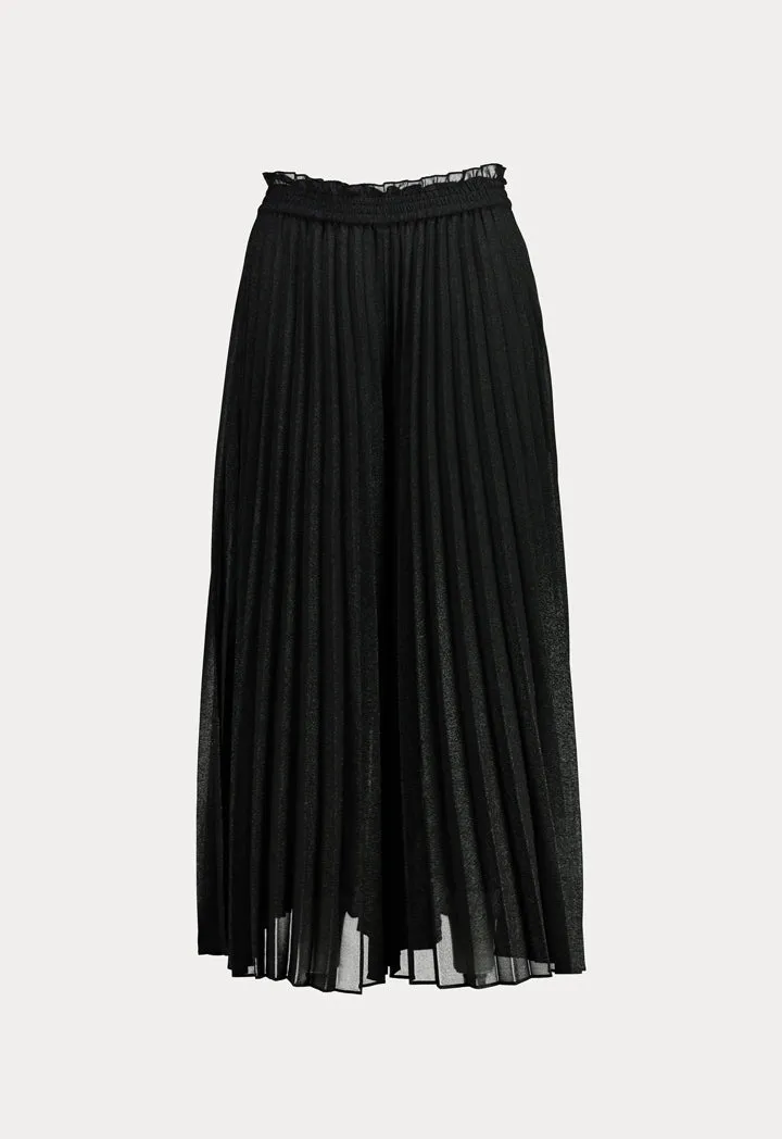 Black Pleated Shiny Culottes