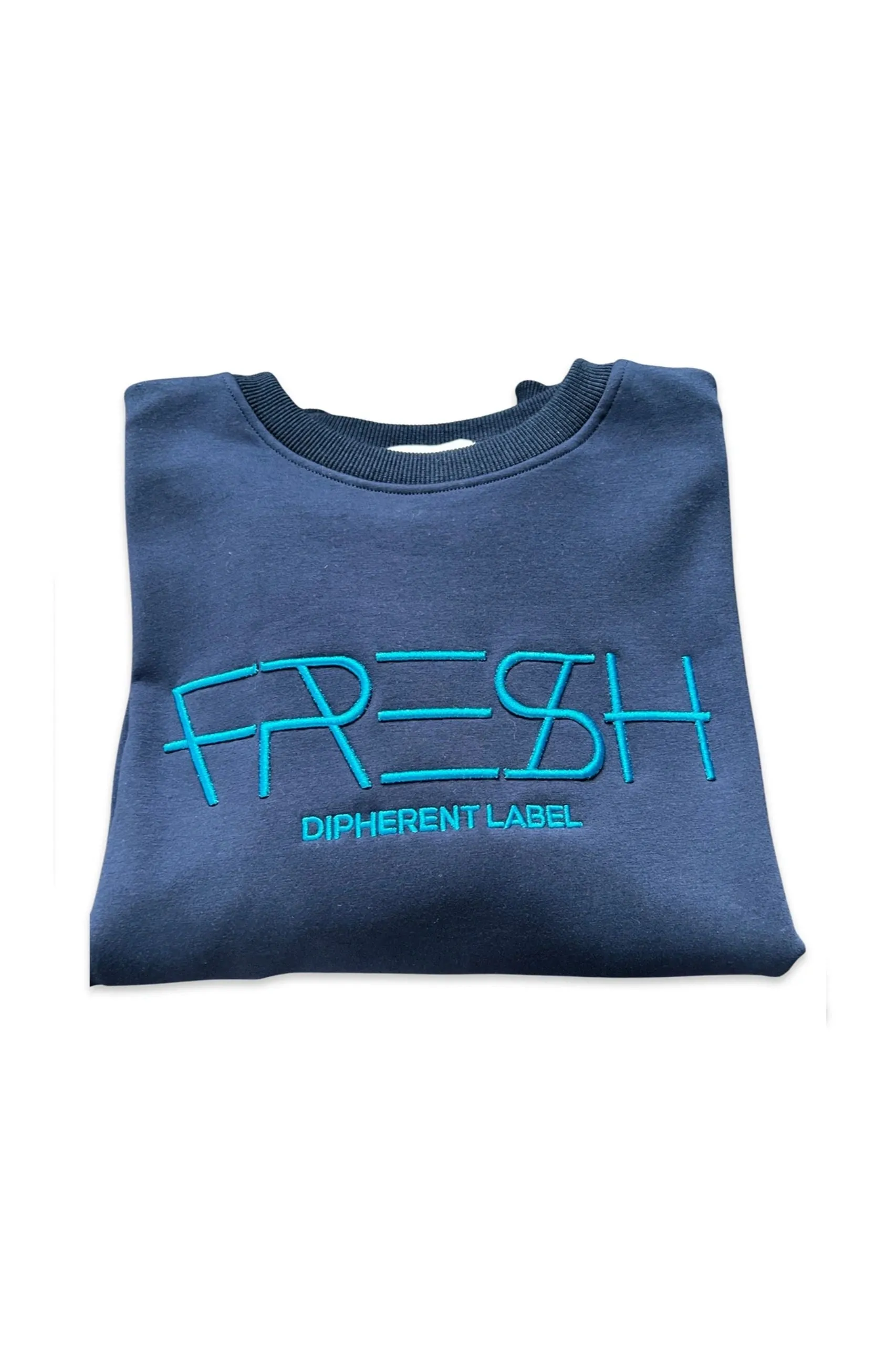 Blue "FRESH" 3D Embroidery Sweatshirt