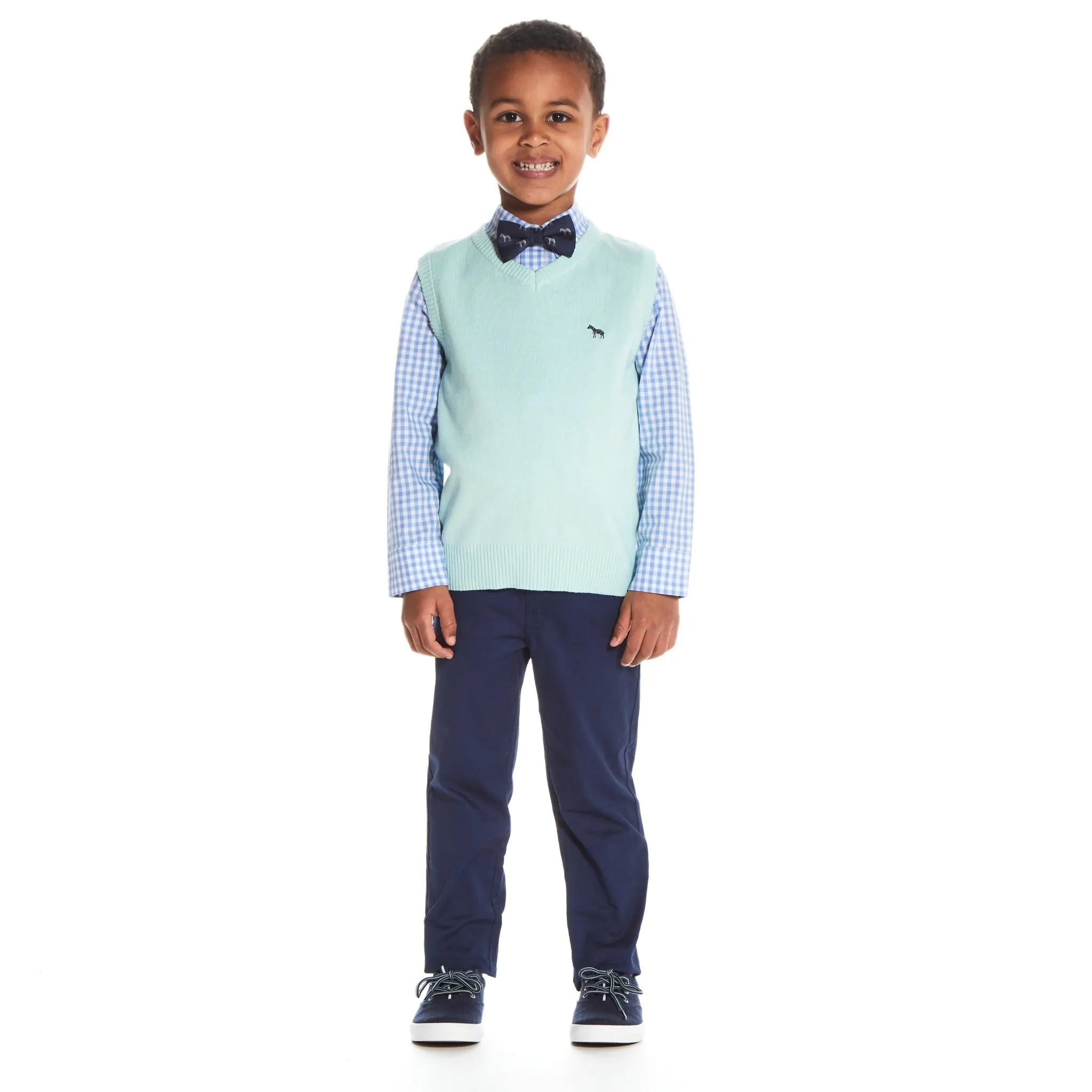 Boys Teal Sweater Vest Set