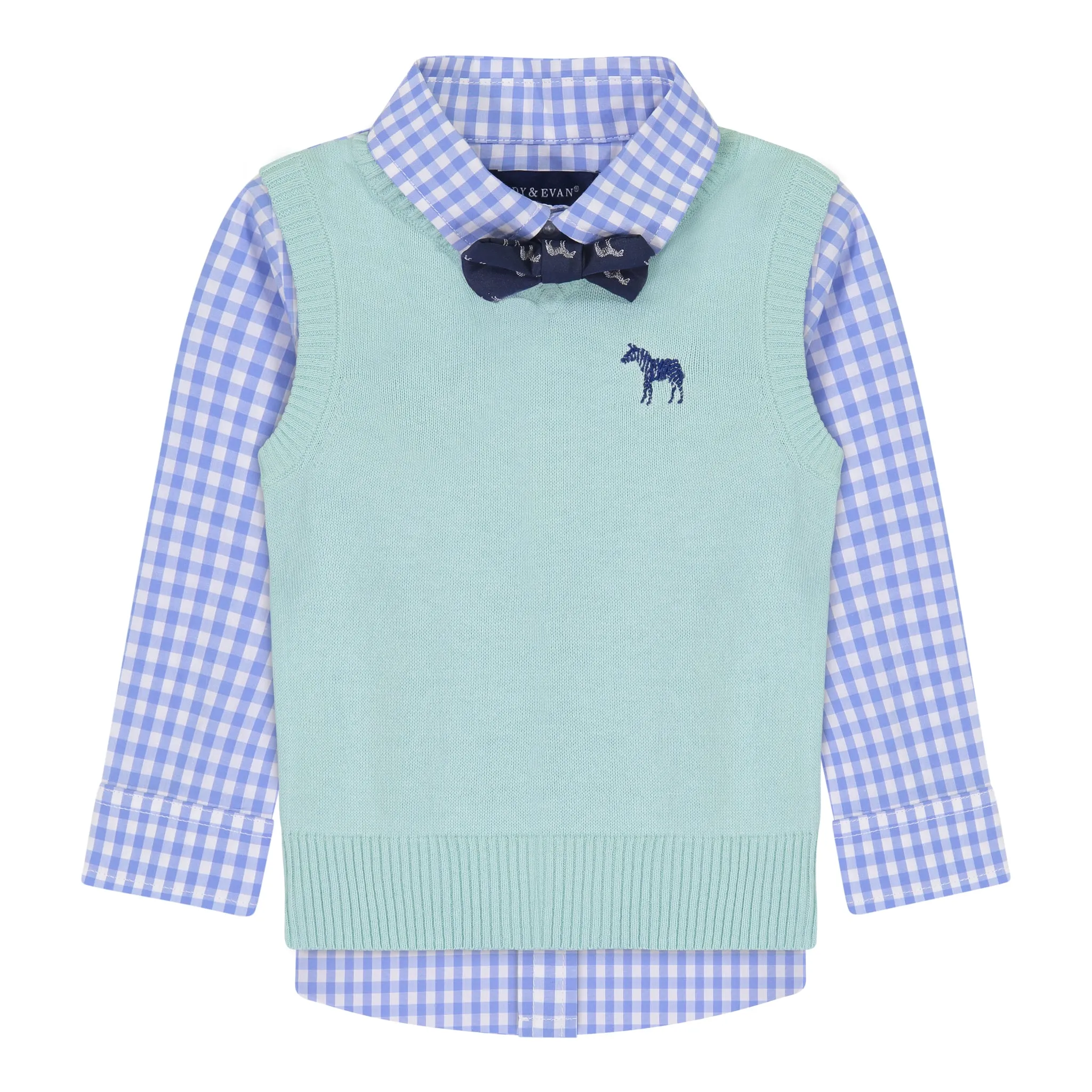 Boys Teal Sweater Vest Set