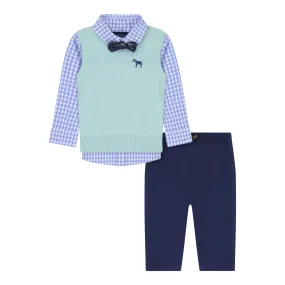 Boys Teal Sweater Vest Set