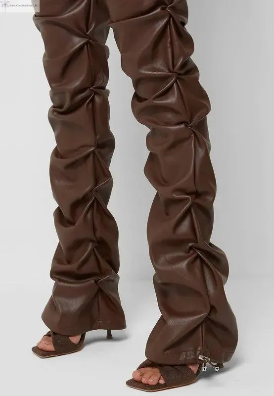 Brown Faux Leather Pants