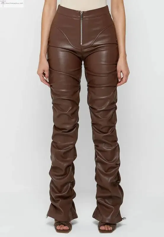 Brown Faux Leather Pants