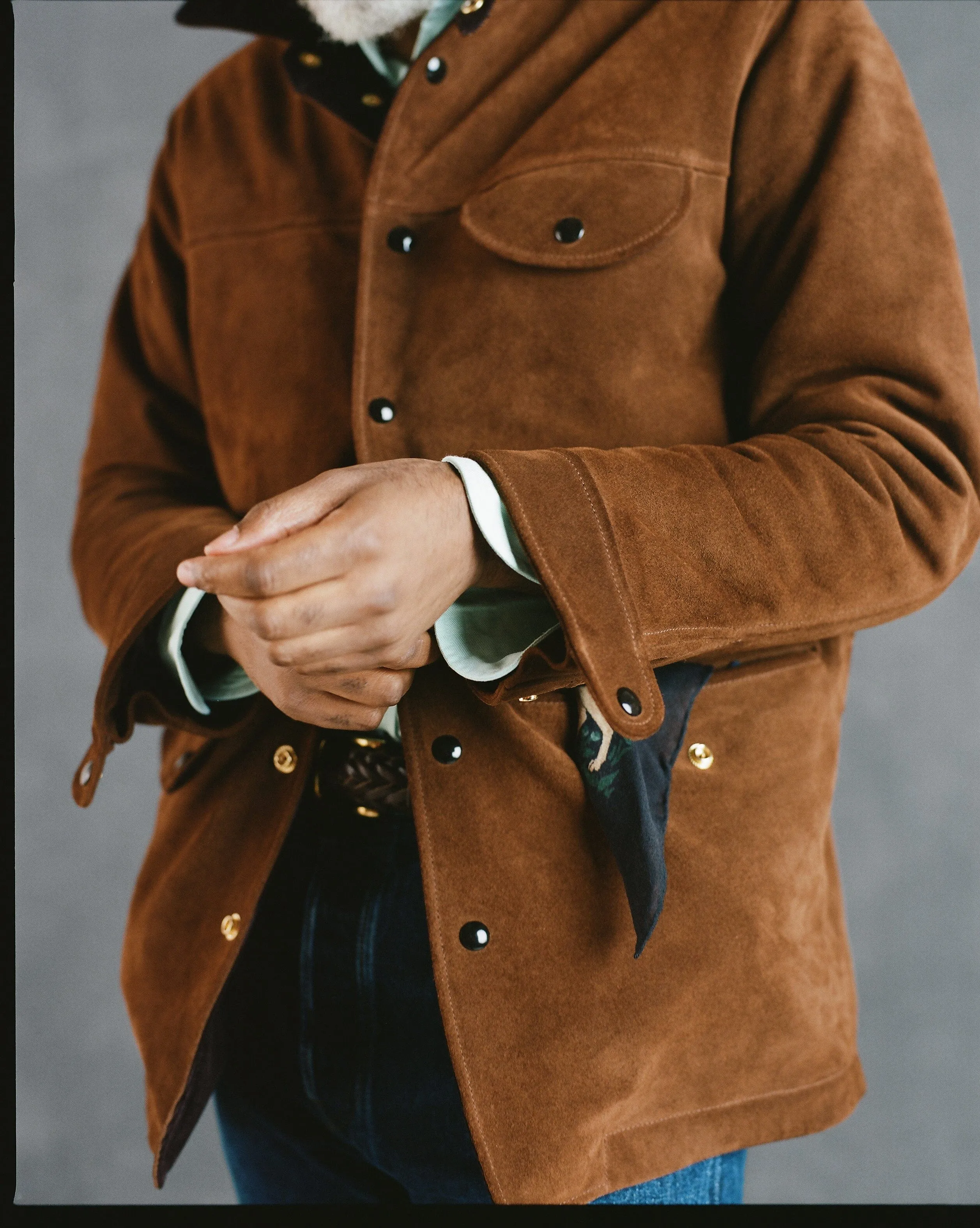 Brown Suede Car Coat with Blanket Lining