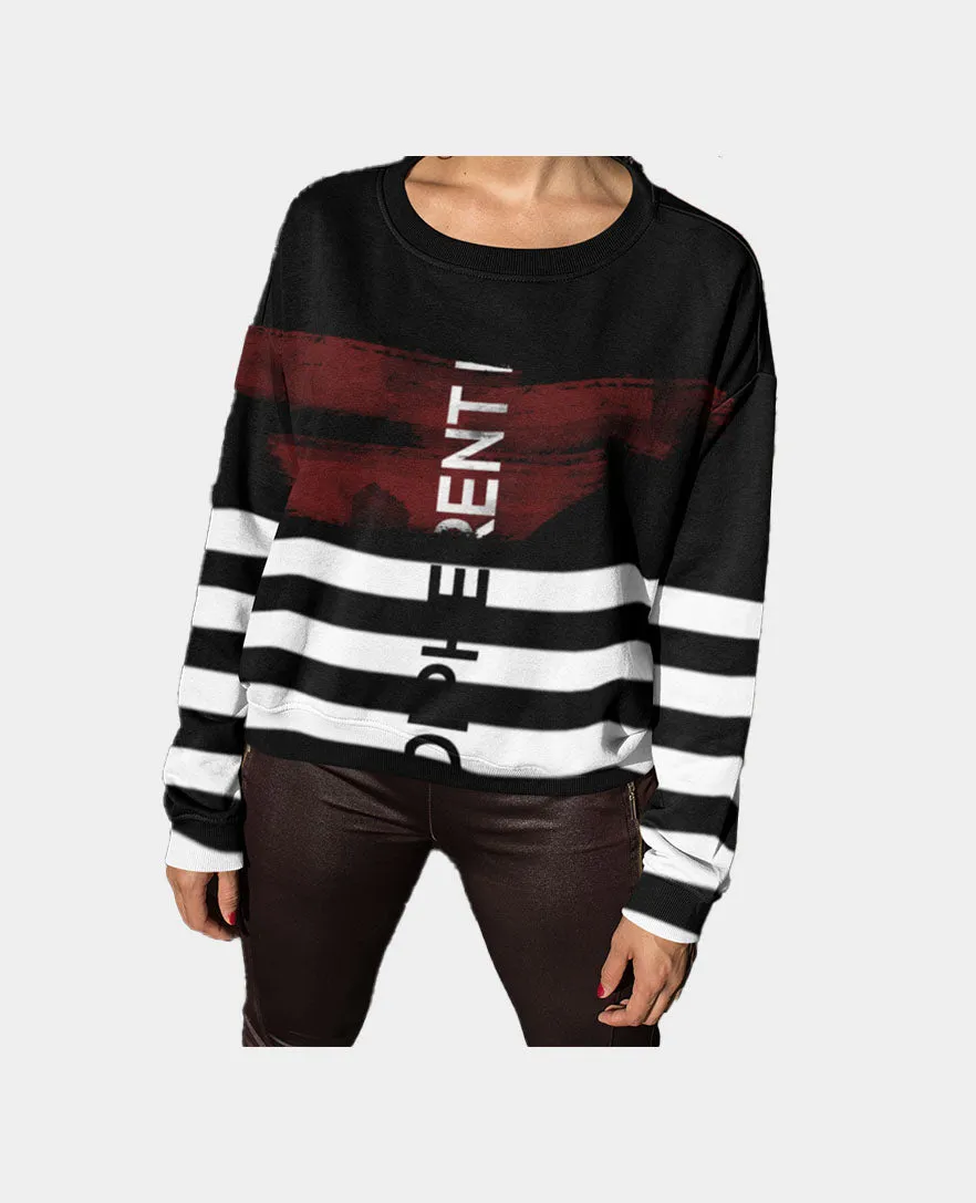 Brush Stripe French Terry Crewneck Pullover