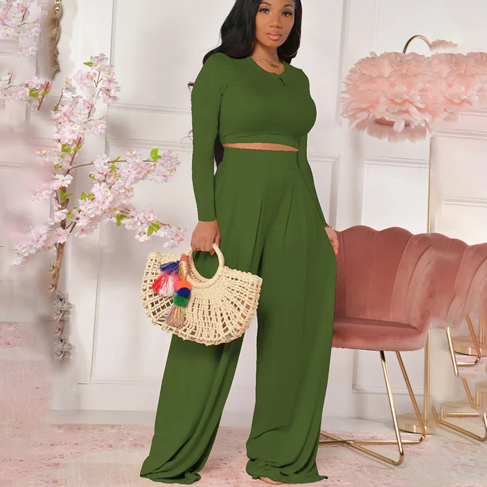 Bucket  Floor Length Wide Pant Set