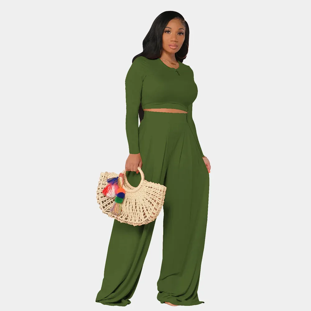 Bucket  Floor Length Wide Pant Set