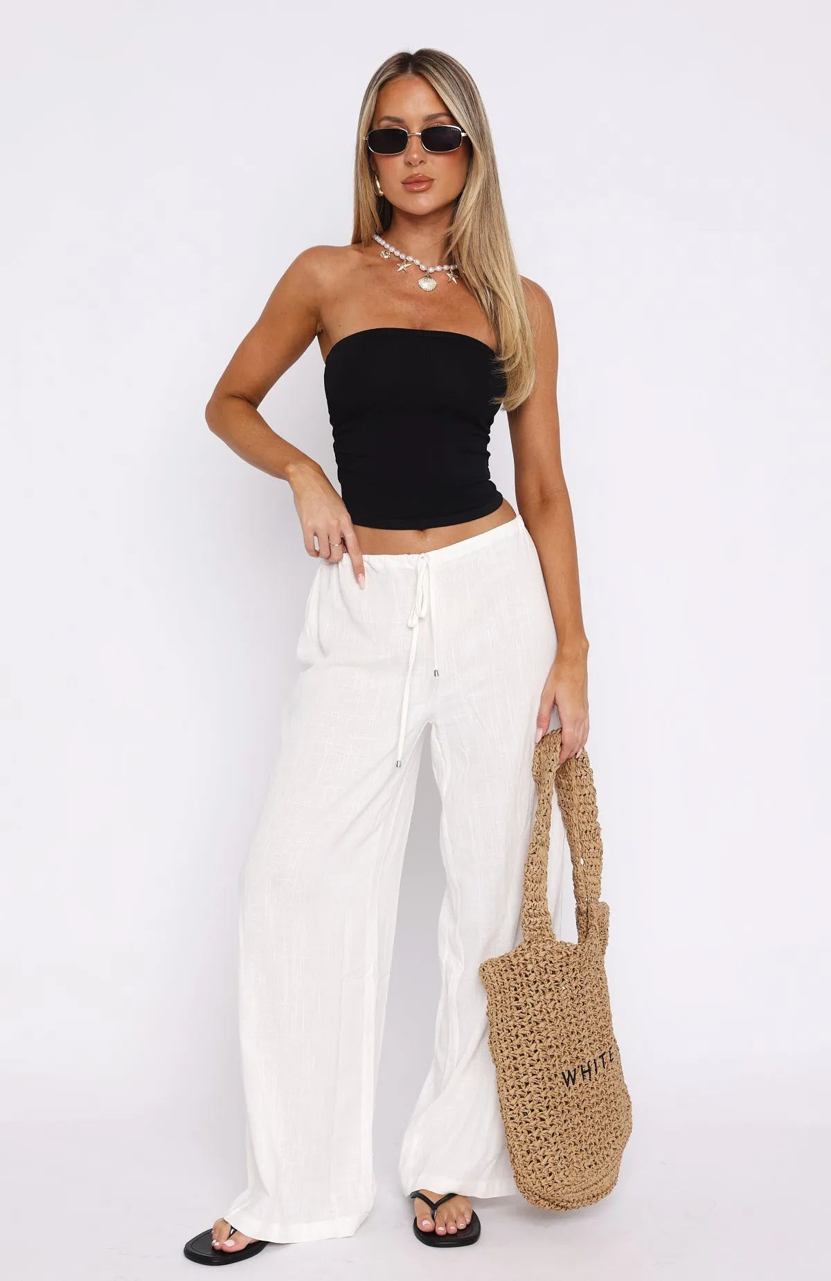 Burning Love Linen Pants White