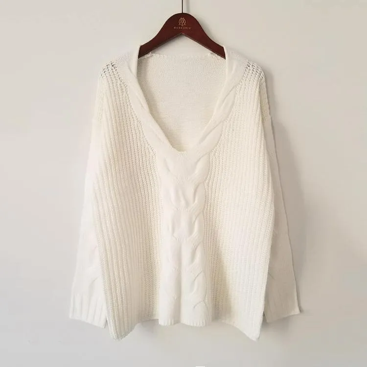 CABLE-KNIT & WOVEN BLEND SWEATER