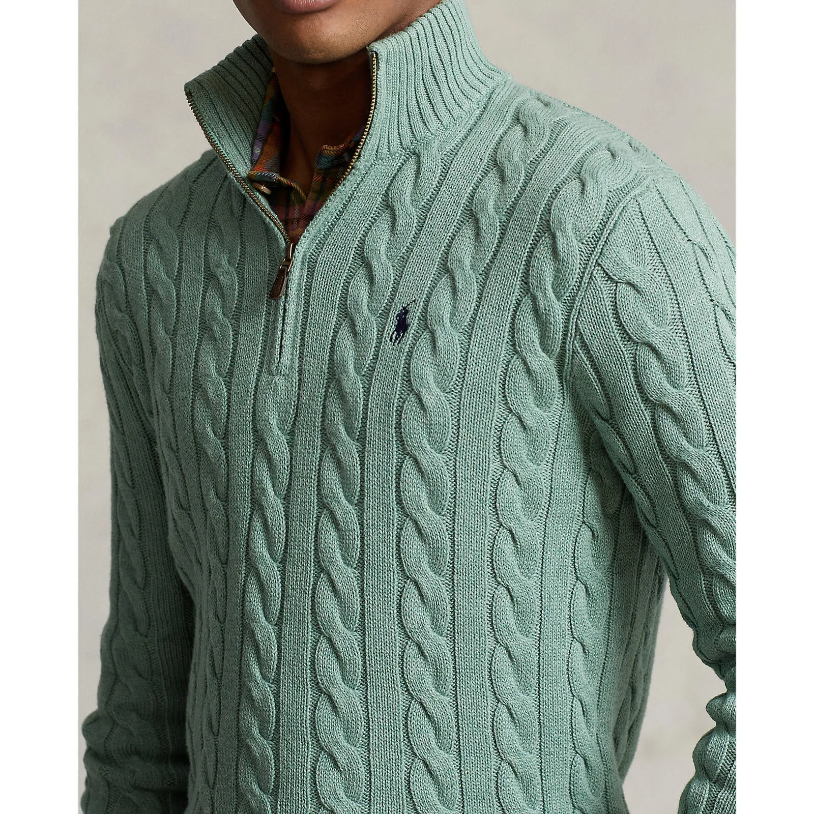 Cable Knit Cotton Sweater - Seafoam