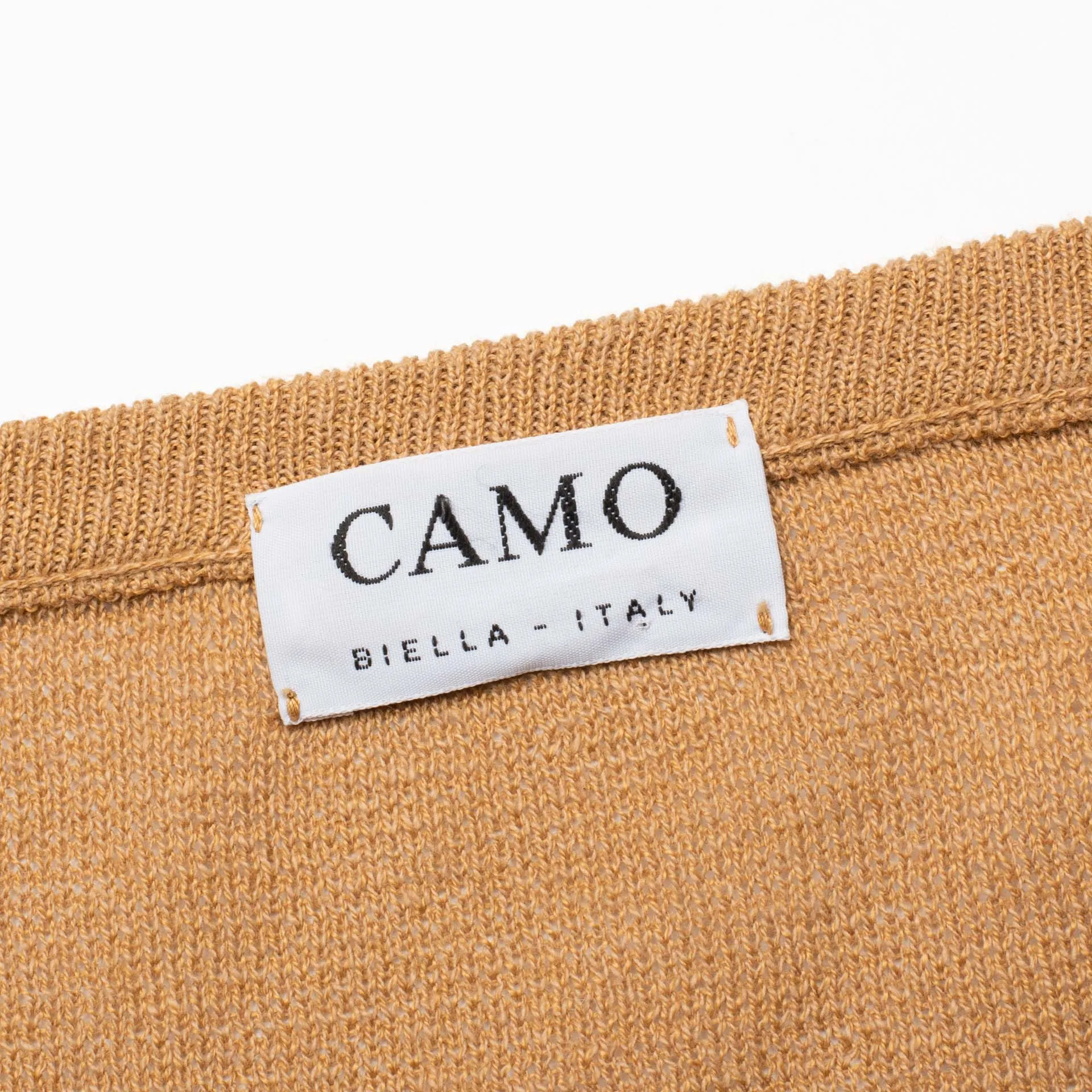 CAMO Biella Italy Tan Cotton Blend Crewneck Ribbed Sweater EU 50 NEW US M