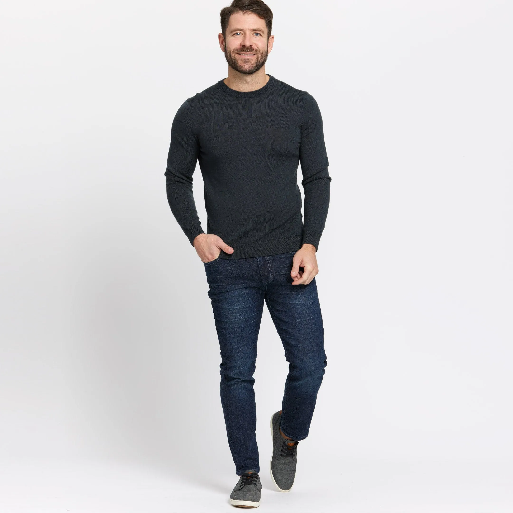 Charcoal Merino Crew Neck Sweater