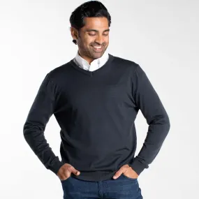 Charcoal Merino V-Neck Sweater