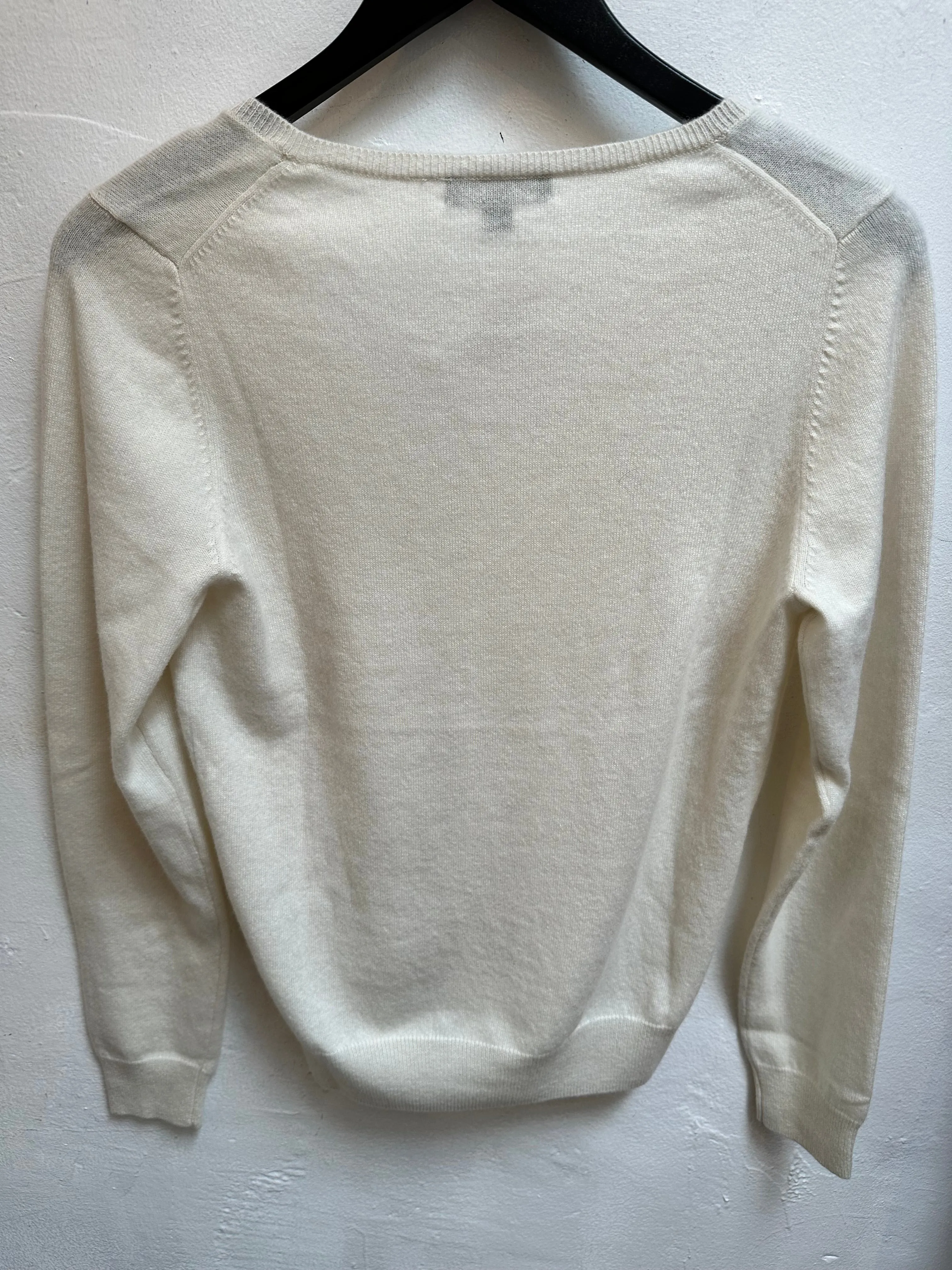 Cream Organic Cashmere V-Neck Jumper