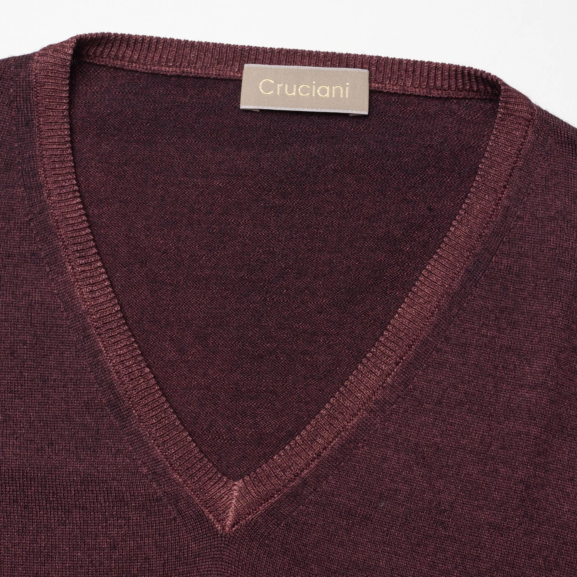 CRUCIANI Plum Wool Knit V-Neck Sweater EU 48 NEW US S