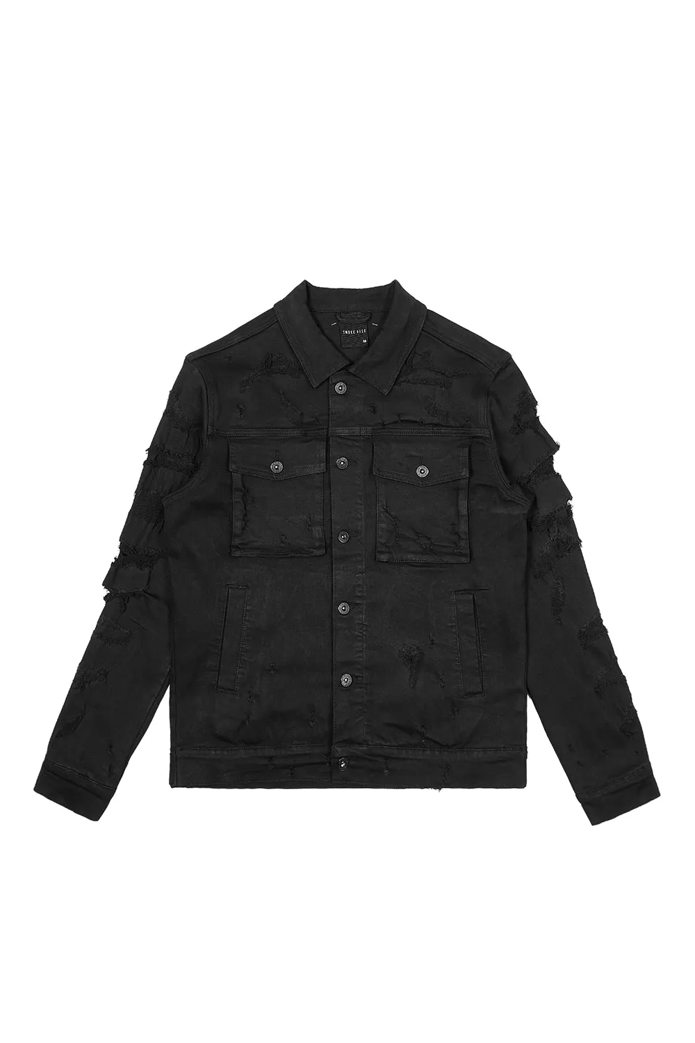 Distressed Rip & Repair Jean Jacket - Black