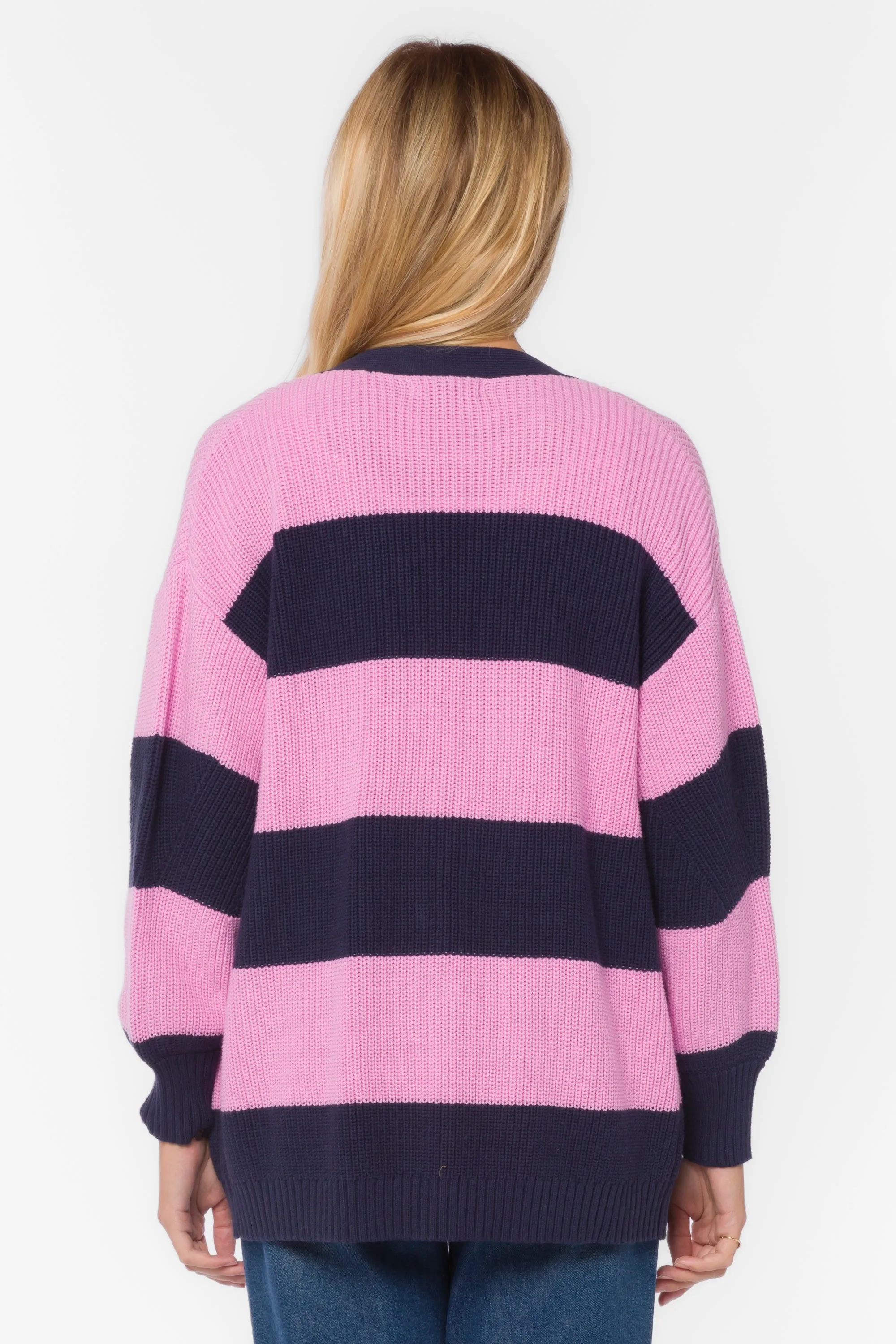 Elijah Navy Orchid Stripe Cardigan