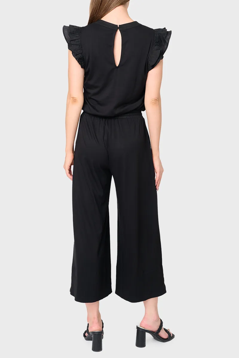 Essential Luxe Ponte Cropped  Mixed Media Jumpsuit