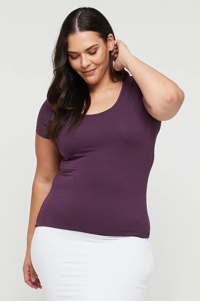 Essential Scoop Tee - Plum